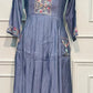 Periwinkle Poetry – Poly Mull Chanderi A-Line Suit Set (RT1118)