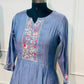 Periwinkle Poetry – Poly Mull Chanderi A-Line Suit Set (RT1118)