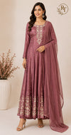 Rosewood Royale – Premium Chinon Anarkali 3 Piece Suit Set (RT1129)
