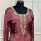 Rosewood Royale – Premium Chinon Anarkali 3 Piece Suit Set (RT1129)