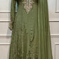 Olive Aura – Premium Chinon Anarkali 3 Piece Suit Set (RT1130)