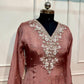 Dusty Rose Charm – Premium Chinon Anarkali 3 Piece Suit Set (RT1132)