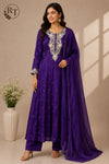 Majestic Violet – Premium Chinon Anarkali 3 Piece Suit Set (RT1133)