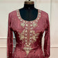 Vintage Rose Royale – Premium Chinon Anarkali 3 Piece Suit Set (RT1134)