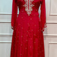 Cherry Red – Premium Chinon Anarkali Suit Set (RT1137)