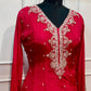 Cherry Red – Premium Chinon Anarkali Suit Set (RT1137)