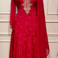 Cherry Red – Premium Chinon Anarkali Suit Set (RT1137)