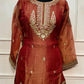 Rust Rose Crushed Shimmer Embroidered Suit Set (XL)