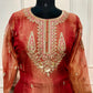 Rust Rose Crushed Shimmer Embroidered Suit Set (XL)