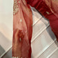 Rust Rose Crushed Shimmer Embroidered Suit Set (XL)