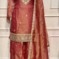 Rust Rose Crushed Shimmer Embroidered Suit Set (XL)