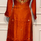 Amber Bloom Mull Chanderi Embroidered Suit Set (XL)