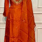 Amber Bloom Mull Chanderi Embroidered Suit Set (XL)