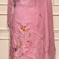 Blush Pink Mull Chanderi Embroidered Suit Set (L)