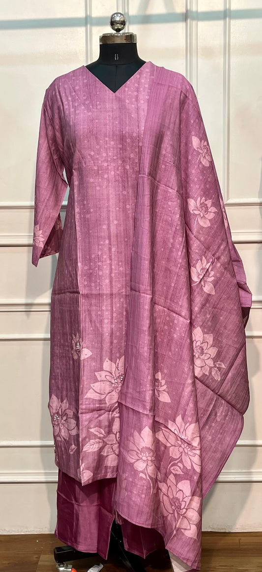 Dusty Mauve Imported Floral Print Suit Set (XXL)