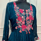Navy Blue Embroidered Chinon Empire Suit Set (L, XL,XXL)