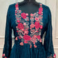 Navy Blue Embroidered Chinon Empire Suit Set (L, XL,XXL)