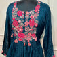 Navy Blue Embroidered Chinon Empire Suit Set (L, XL,XXL)