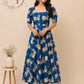 Royal Indigo Kalamkari Cotton Dress (RT1144)