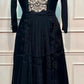 Midnight Royale Mull Chanderi Embroidered Anarkali Suit Set (RT1153)