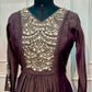 Mocha Imperial Mull Chanderi Embroidered Anarkali Suit Set (RT1151)