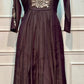 Mocha Imperial Mull Chanderi Embroidered Anarkali Suit Set (RT1151)