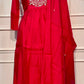 Crimson Royale Mull Chanderi Embroidered Anarkali Suit Set (RT1150)