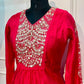 Crimson Royale Mull Chanderi Embroidered Anarkali Suit Set (RT1150)