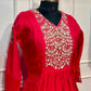 Crimson Royale Mull Chanderi Embroidered Anarkali Suit Set (RT1150)