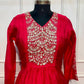 Crimson Royale Mull Chanderi Embroidered Anarkali Suit Set (RT1150)