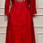 Crimson Royale Mull Chanderi Embroidered Anarkali Suit Set (RT1150)