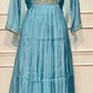 Serene Azure Premium Mull Chanderi A-Line 3 Piece Suit Set (RT1155)