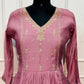 Dusty Rose Charm Premium Mull Chanderi A-Line Suit Set (RT1165)