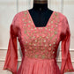 Coral Petal Glow Premium Mull Chanderi A-Line 3 Piece Suit Set (RT1157)