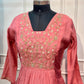 Coral Petal Glow Premium Mull Chanderi A-Line 3 Piece Suit Set (RT1157)