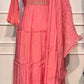 Coral Petal Glow Premium Mull Chanderi A-Line 3 Piece Suit Set (RT1157)