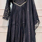 Starlit Charcoal Premium Mull Chanderi A-Line 3 Piece Suit Set (RT1160)