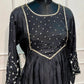 Starlit Charcoal Premium Mull Chanderi A-Line 3 Piece Suit Set (RT1160)