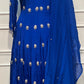 Royal Blue Embroidered Chinon Anarkali Suit Set (RT1168)