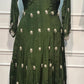 Olive Green Embroidered Chinon Anarkali Suit Set (RT1169)