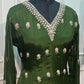 Olive Green Embroidered Chinon Anarkali Suit Set (RT1169)