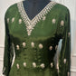 Olive Green Embroidered Chinon Anarkali Suit Set (RT1169)