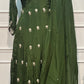 Olive Green Embroidered Chinon Anarkali Suit Set (RT1169)