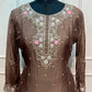 Coffee Pearl Chinon Embroidered Sharara Set (RT1170)