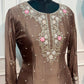 Coffee Pearl Chinon Embroidered Sharara Set (RT1170)