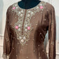 Coffee Pearl Chinon Embroidered Sharara Set (RT1170)