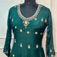 Royal Emerald Embroidered Chinon Anarkali Set (RT1172)