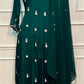 Royal Emerald Embroidered Chinon Anarkali Set (RT1172)