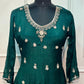 Royal Emerald Embroidered Chinon Anarkali Set (RT1172)