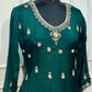 Royal Emerald Embroidered Chinon Anarkali Set (RT1172)